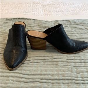 Black Heeled Mules